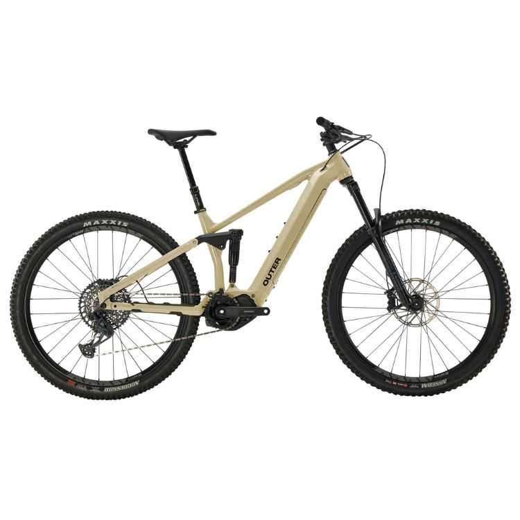 Outer Cycles The Link NX e-bike equipped with RockShox suspension, Shimano EP8 motor, and SRAM NX Eagle drivetrain